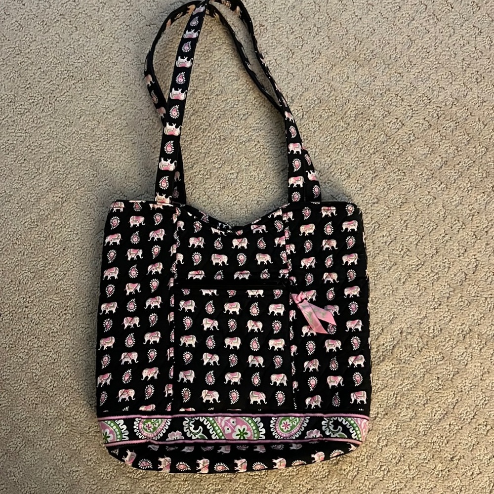 Vera Bradley pink and black elephant shoulder purse